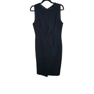 Karen Millen Women's US 10 Black Ruffle Front Sleevless Dress